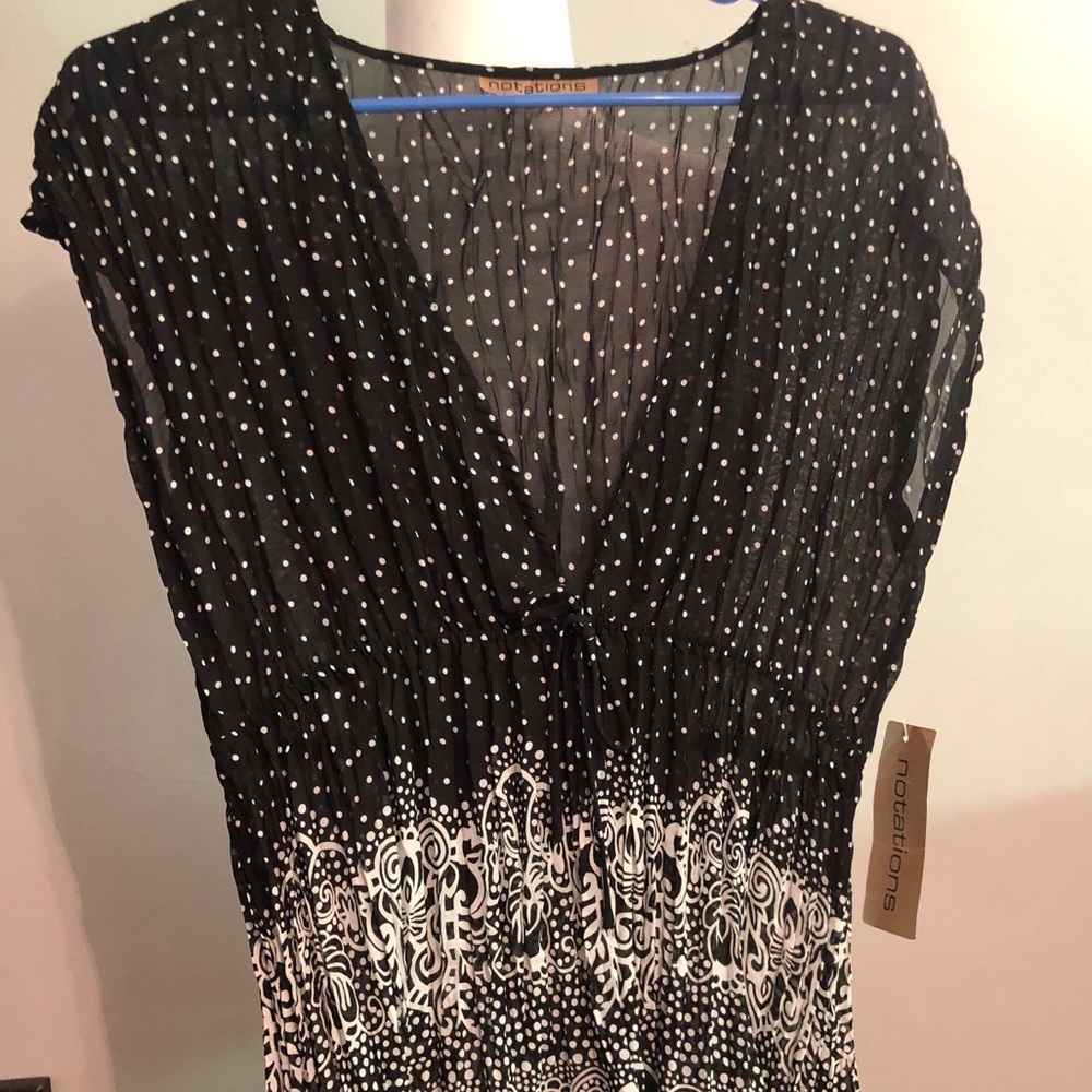 NWT Sheer elastic Waist Notations Blouse